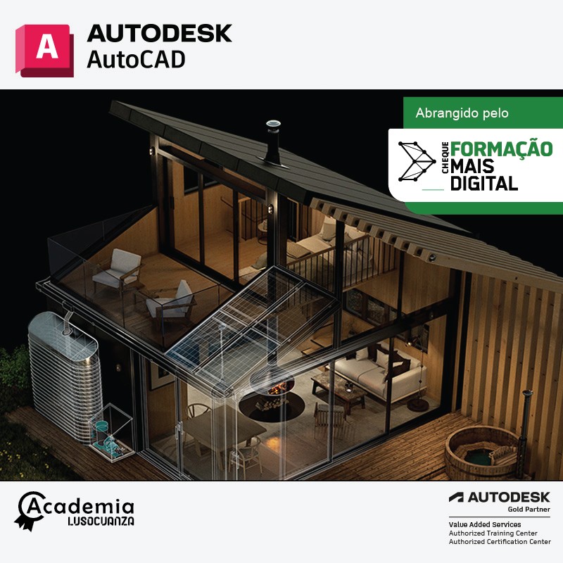 O AutoCAD é o programa de CAD mais utilizado em Portugal e no resto do mundo. Extremamente preciso e rigoroso, este programa permite explorar, sob a forma 2D ou 3D, todas as suas ideias, quer se trate de visualizar modelos conceptuais ou de gerar desenhos de construção.