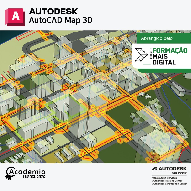 O AutoCAD Map 3D é uma aplicação que permite um acesso abrangente à consulta e edição de dados CAD e SIG (Sistema de Informação Geográfico) numa única plataforma baseada no ambiente familiar do AutoCAD.
Esta aplicação inclui um rico conjunto de ferramentas que permite manipular cartografia em diferentes sistemas de coordenadas e gerir todos os dados associados, quer sejam registados internamente ou dependam de bases de dados externas.