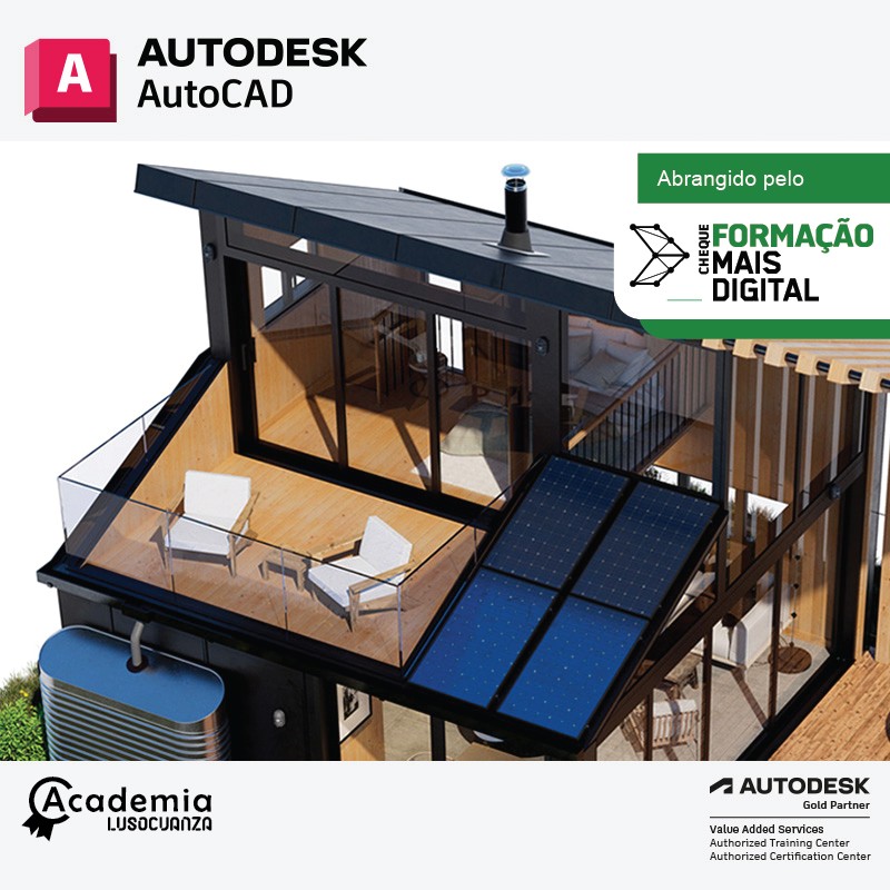 O AutoCAD é o programa de CAD mais utilizado em Portugal e no resto do mundo. Extremamente preciso e rigoroso, este programa permite explorar, sob a forma 2D ou 3D, todas as suas ideias, quer se trate de visualizar modelos conceptuais ou de gerar desenhos de construção.